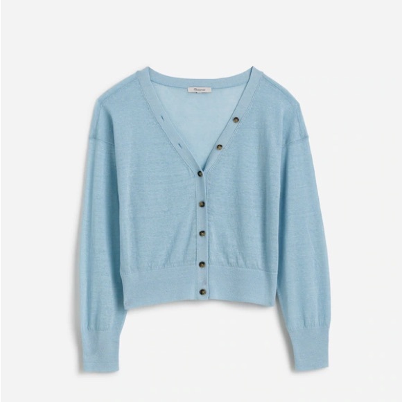 Linen-Blend V-Neck Cardigan - Picture 3 of 9